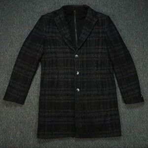 Maceoo Jacket Mens XXL Gray Captain Plaid Peacoat Lined‎ Vented Wool Blend 2XL
